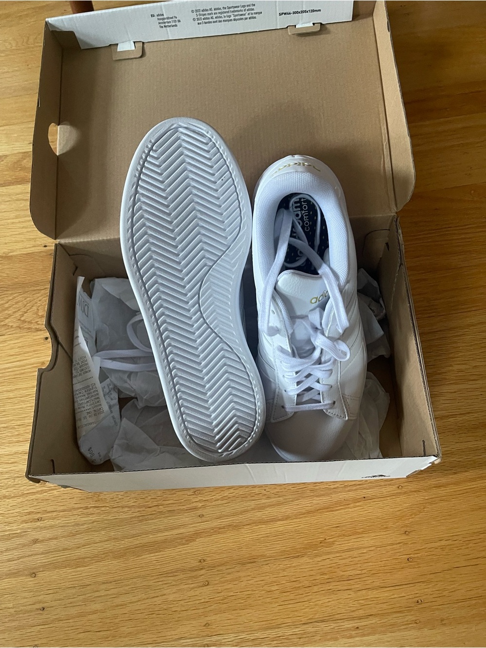 adidas Grand Court 2.0 White Sneakers with Subtle Embossed Logo - Picture 2 of 3